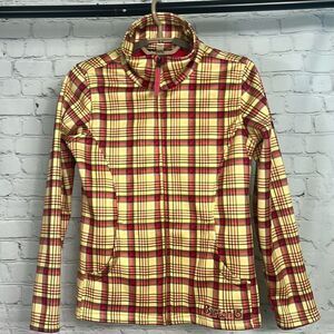 Burton ski coat plaid pink yellow dryride snowboarding girls 10-12 Medium Layer